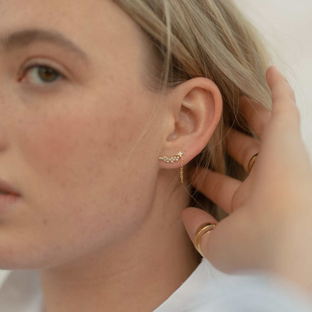 Aggie CZ Chain Stud Earrings- Quill Fine Jewelry
