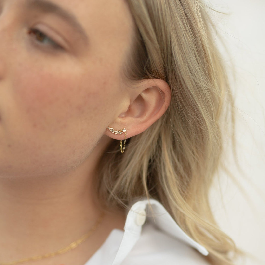 Aggie CZ Chain Stud Earrings- Quill Fine Jewelry