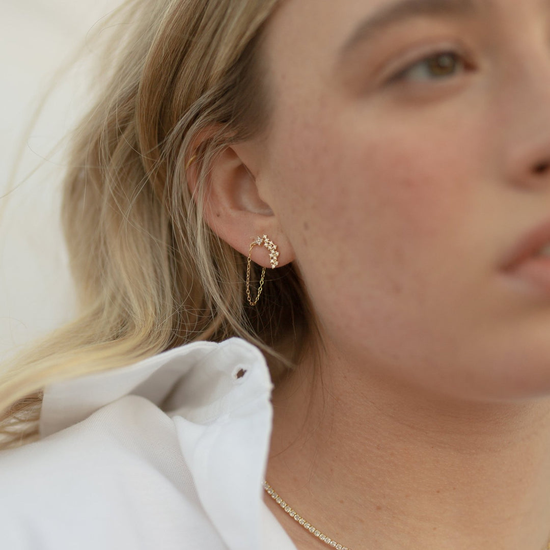 Aggie CZ Chain Stud Earrings- Quill Fine Jewelry