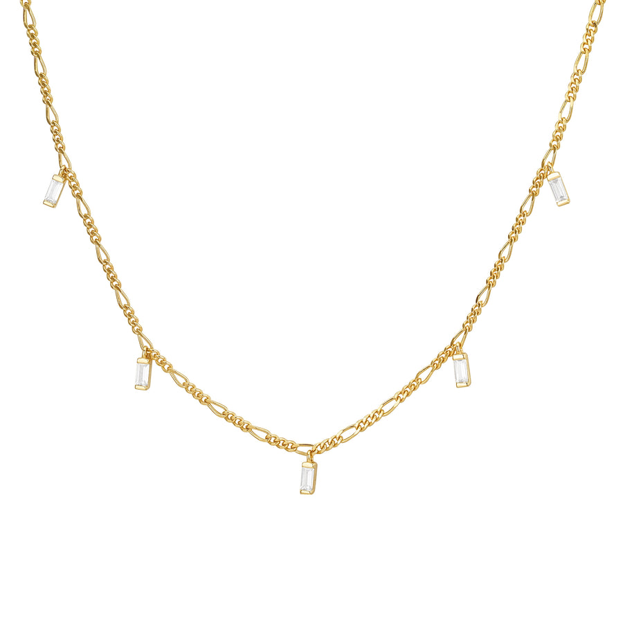 Amelia Gold Station Necklace with Baguette Stone Charms- Quill Fine Jewelry