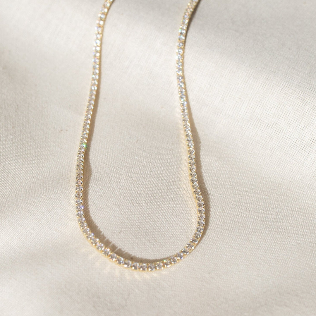 Aurora Thin Gold Tennis Necklace- Quill Fine Jewelry