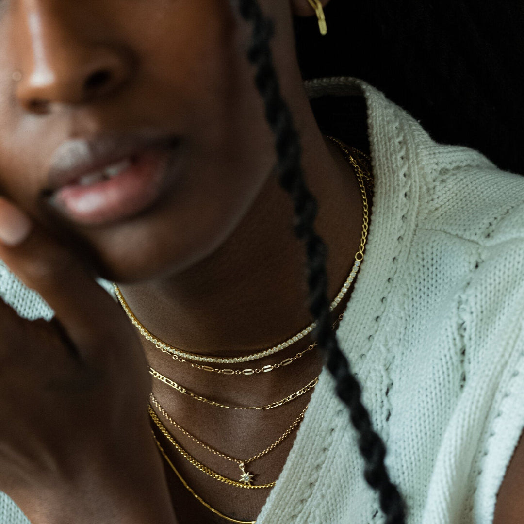 Aurora Thin Gold Tennis Necklace- Quill Fine Jewelry