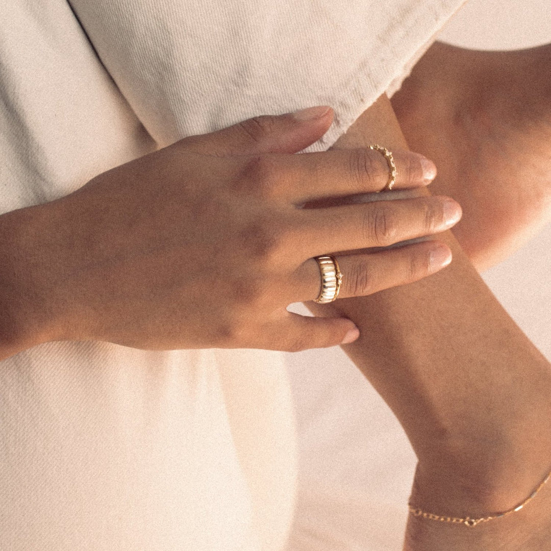 Bella Pearl 14k Gold Vermeil Ring- Quill Fine Jewelry