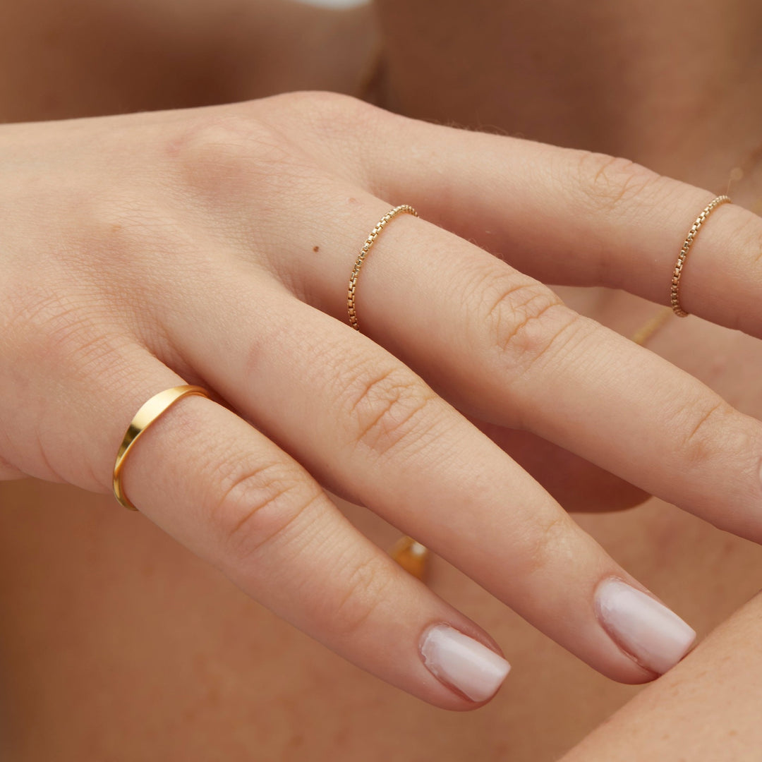 Bree Dainty Snake Gold Chain Ring- Quill Fine Jewelry