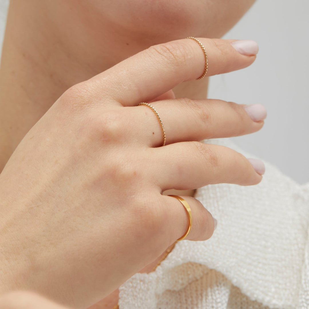 Bree Dainty Snake Gold Chain Ring- Quill Fine Jewelry