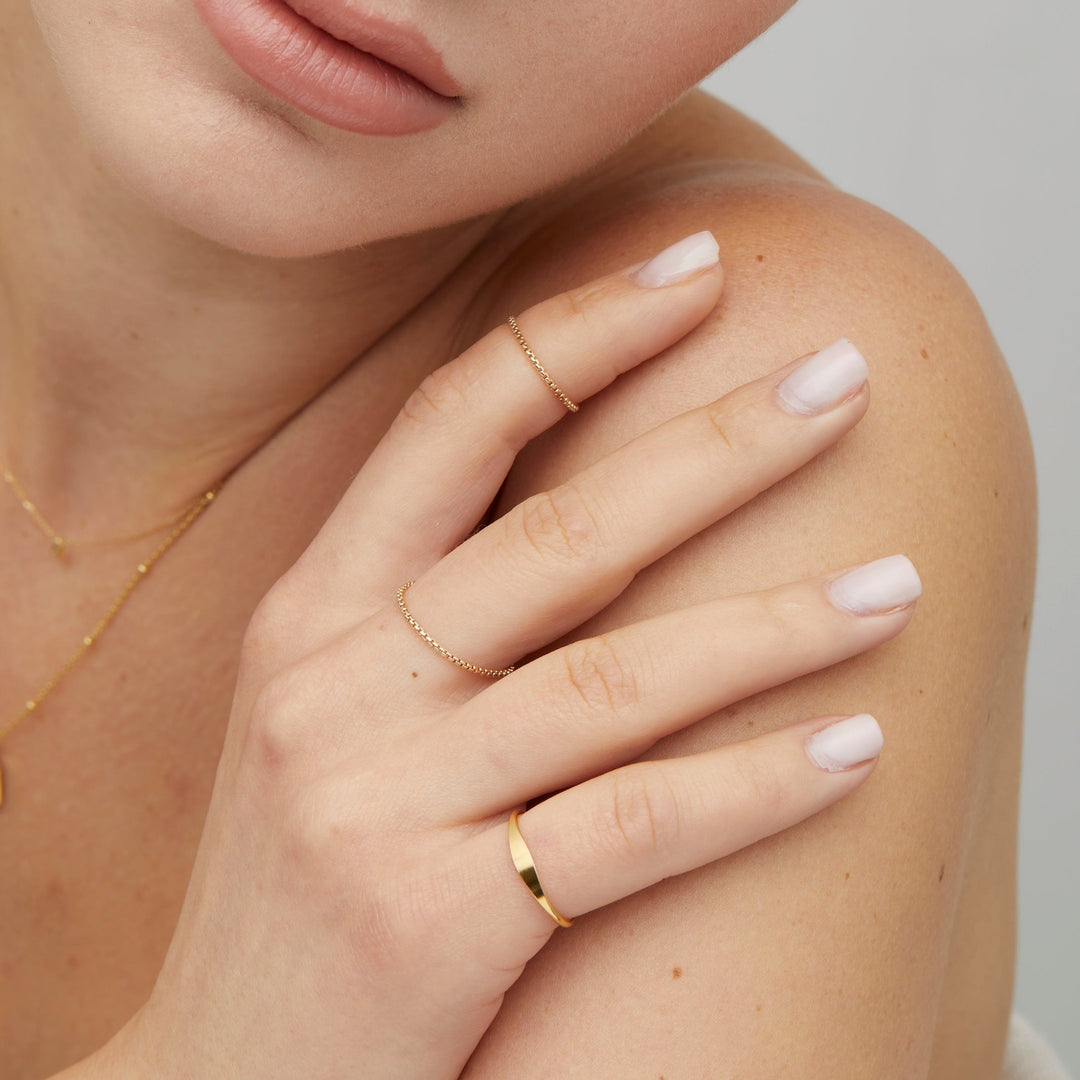 Bree Dainty Snake Gold Chain Ring- Quill Fine Jewelry
