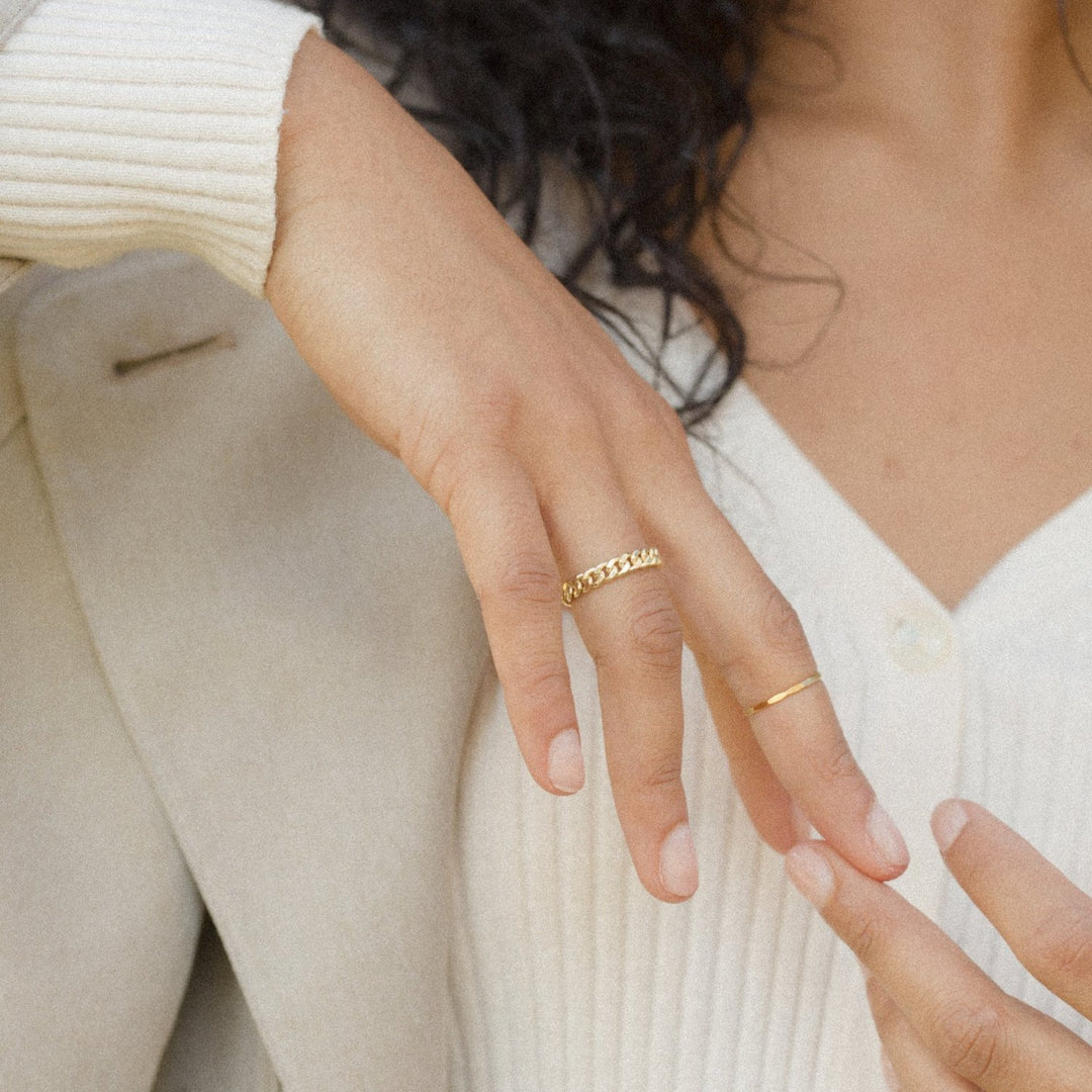 Brooklyn Gold Chain Link Ring- Quill Fine Jewelry