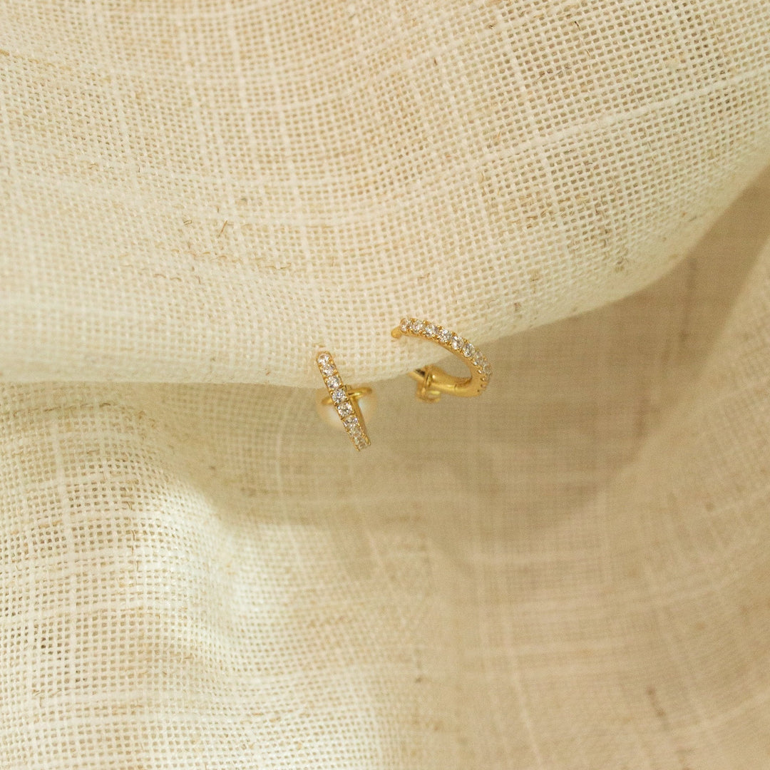Classic Halo CZ Pave Gold Huggie Earrings- Quill Fine Jewelry