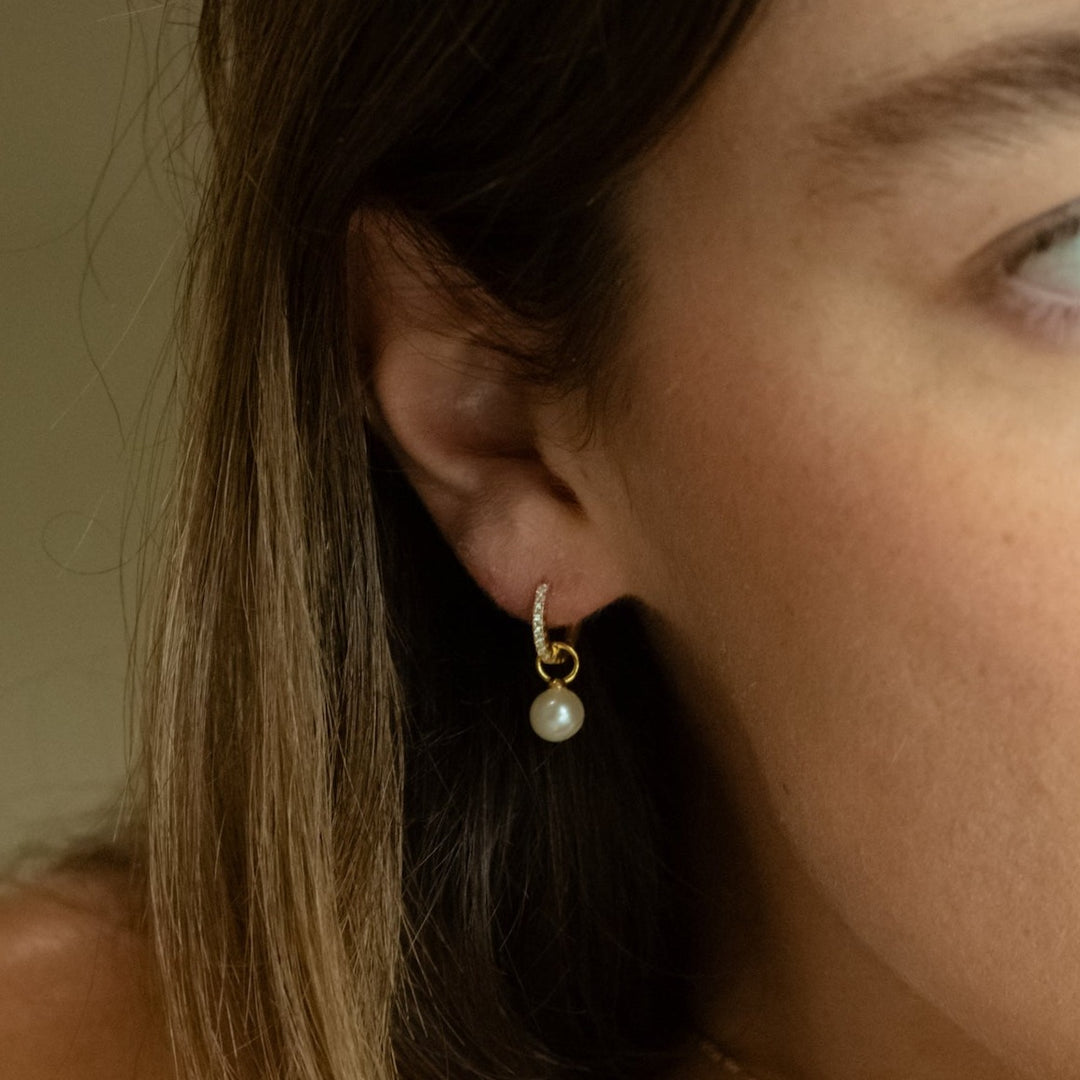 Classic Halo CZ Pave Gold Huggie Earrings- Quill Fine Jewelry