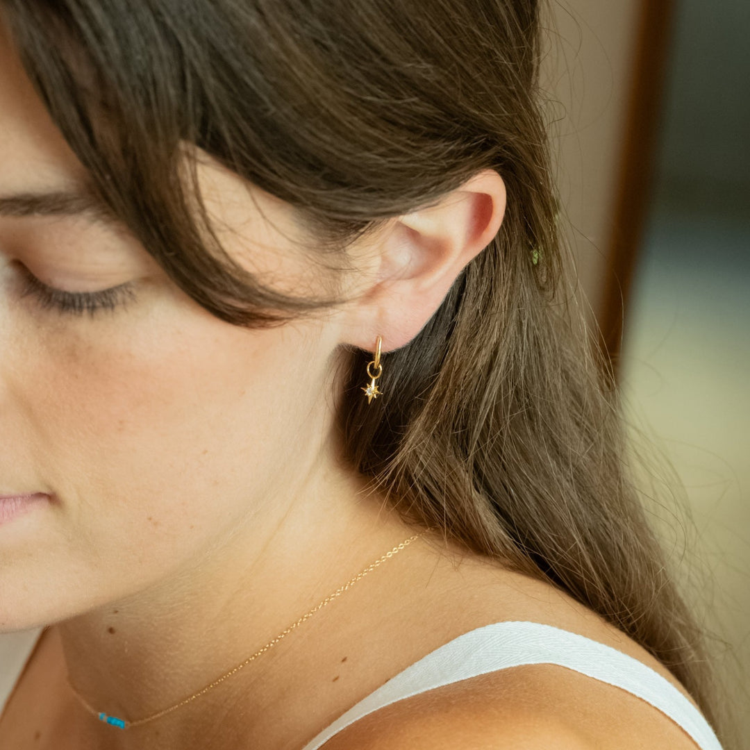 Classic Halo Gold Huggie Earrings- Quill Fine Jewelry