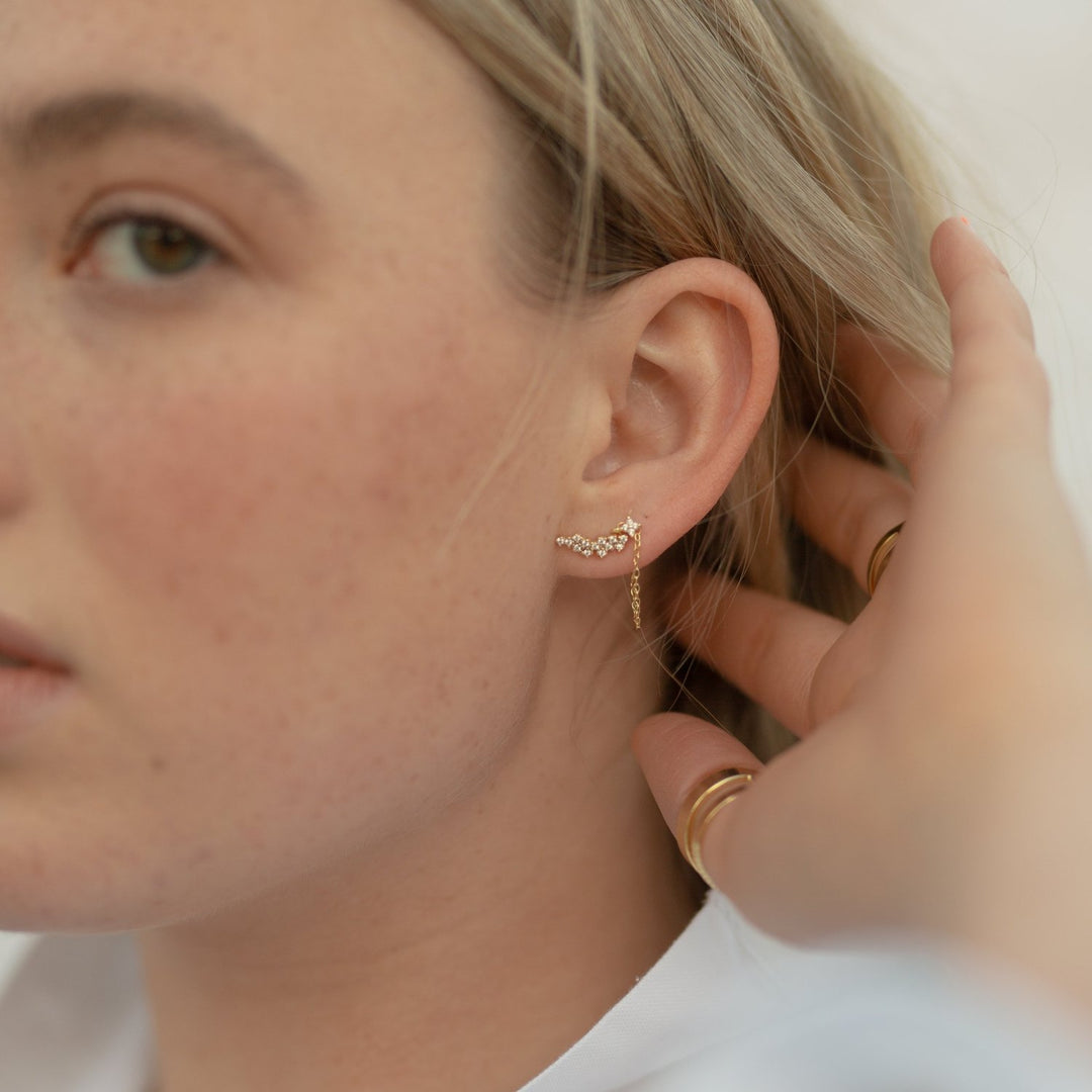 Daphne Cluster CZ Gold Stud Earrings- Quill Fine Jewelry