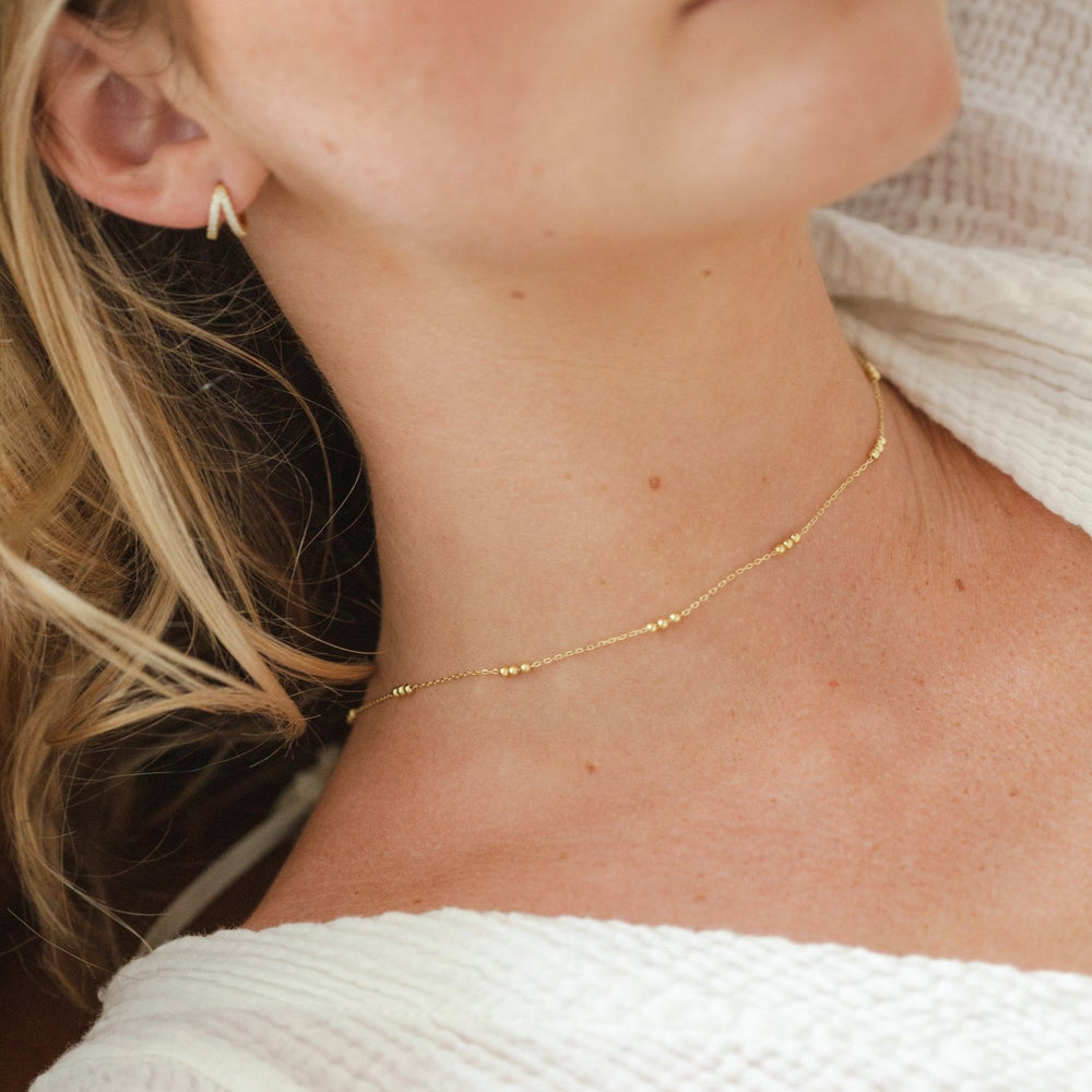 Elin Triple Gold Ball Necklace- Quill Fine Jewelry
