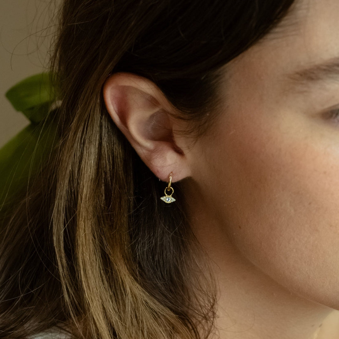 Evil Eye Gold Earring Charm- Quill Fine Jewelry