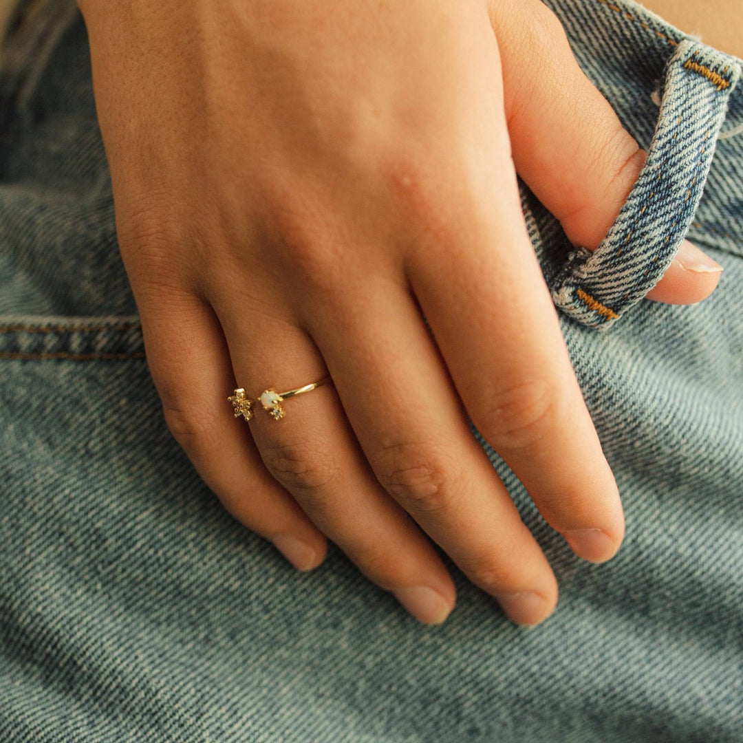 Heather Opal Floral Gold Open Ring- Quill Fine Jewelry