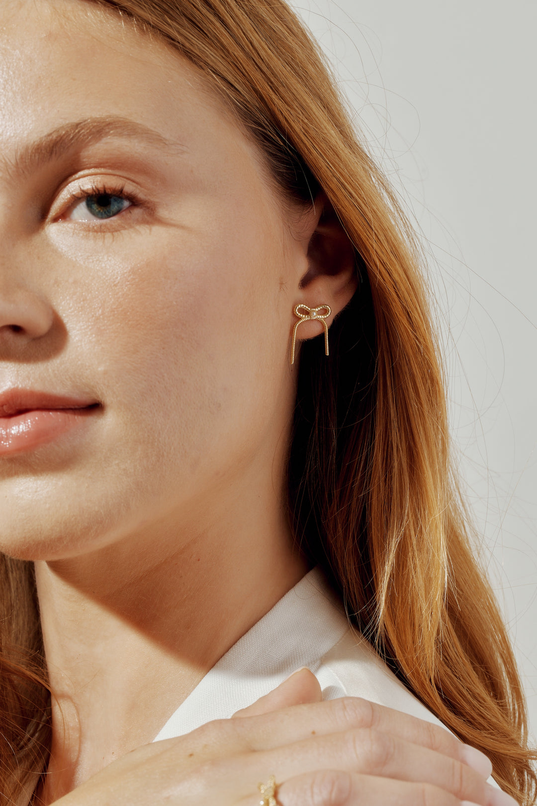 June 14k Gold Vermeil Pearl Bow Drop Post Earrings