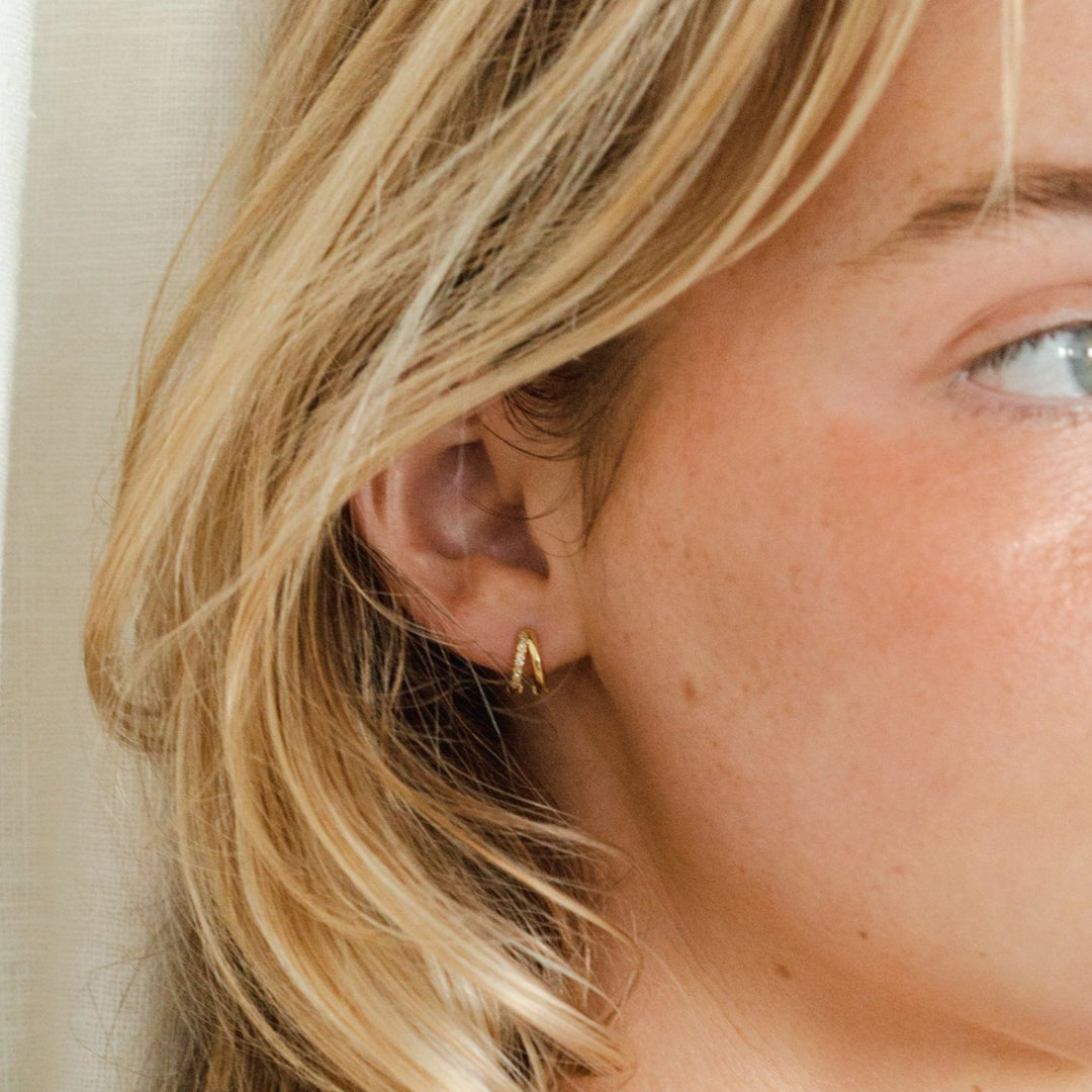 Liana Gold Double Hoop Huggie Earrings- Quill Fine Jewelry