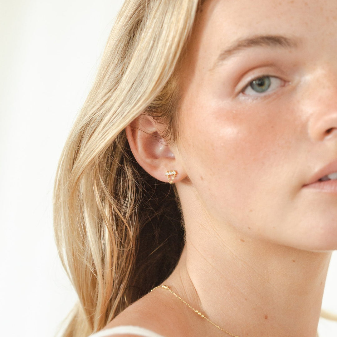 Lou Gold Chain Stud Earrings- Quill Fine Jewelry
