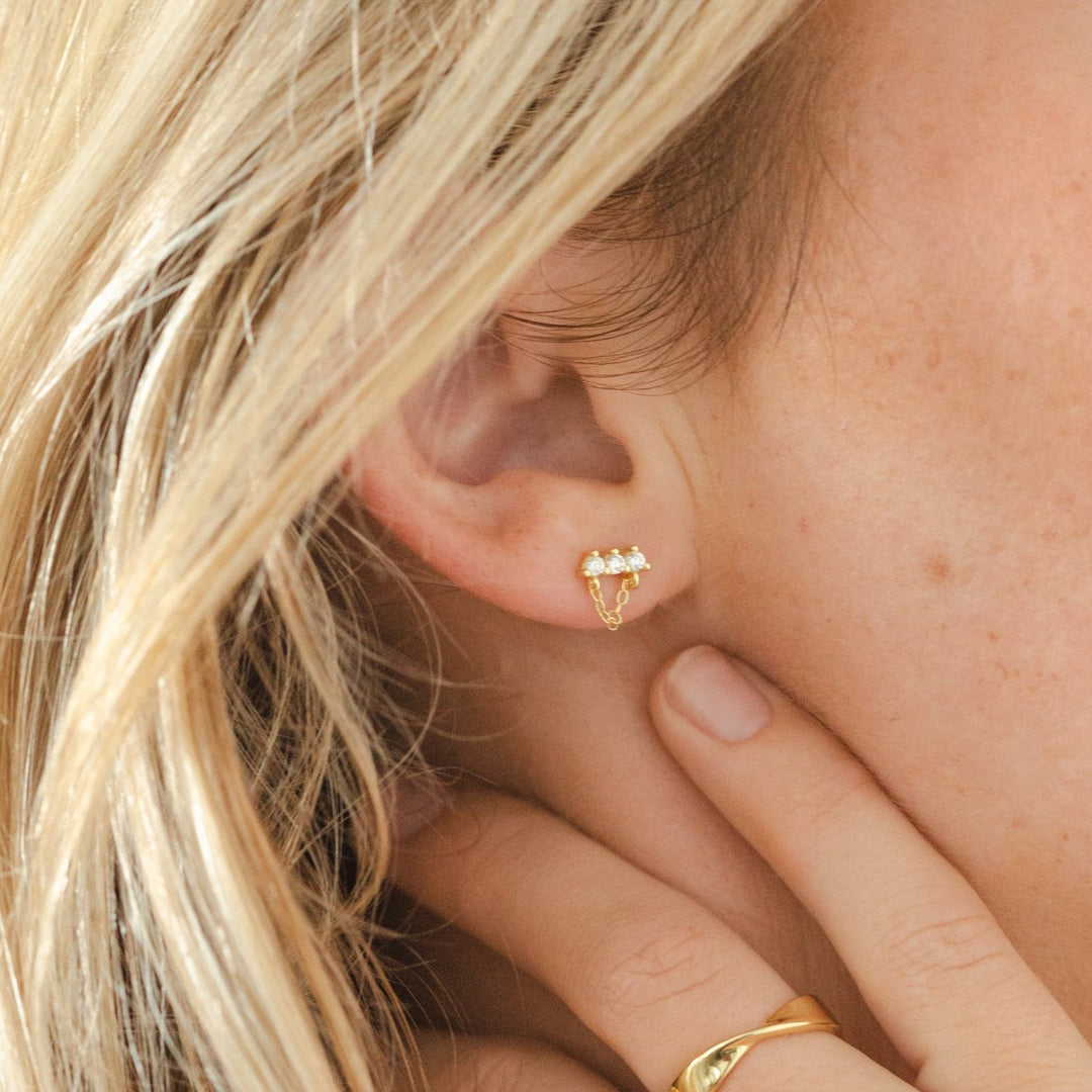 Lou Gold Chain Stud Earrings- Quill Fine Jewelry