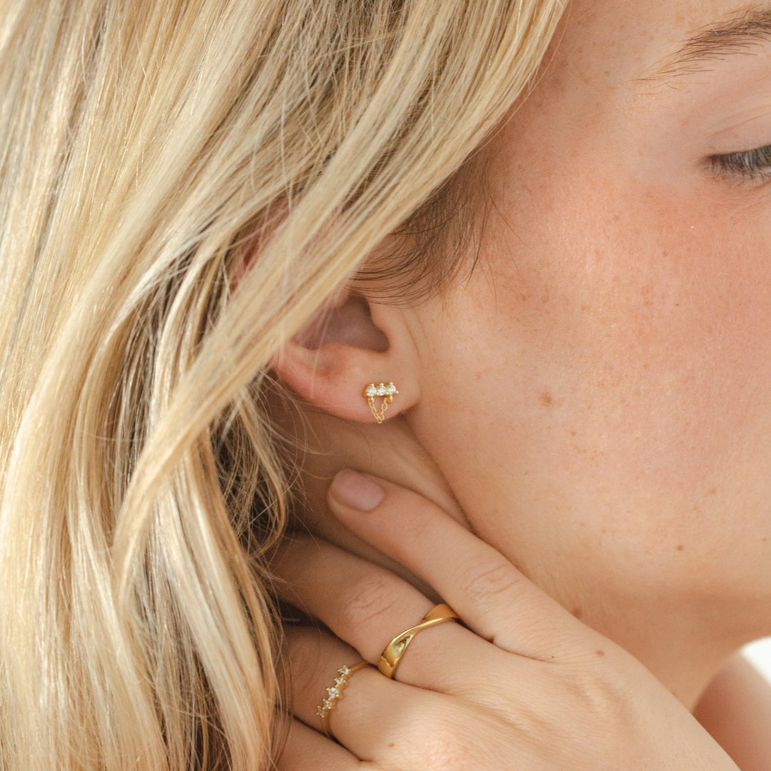 Lou Gold Chain Stud Earrings- Quill Fine Jewelry