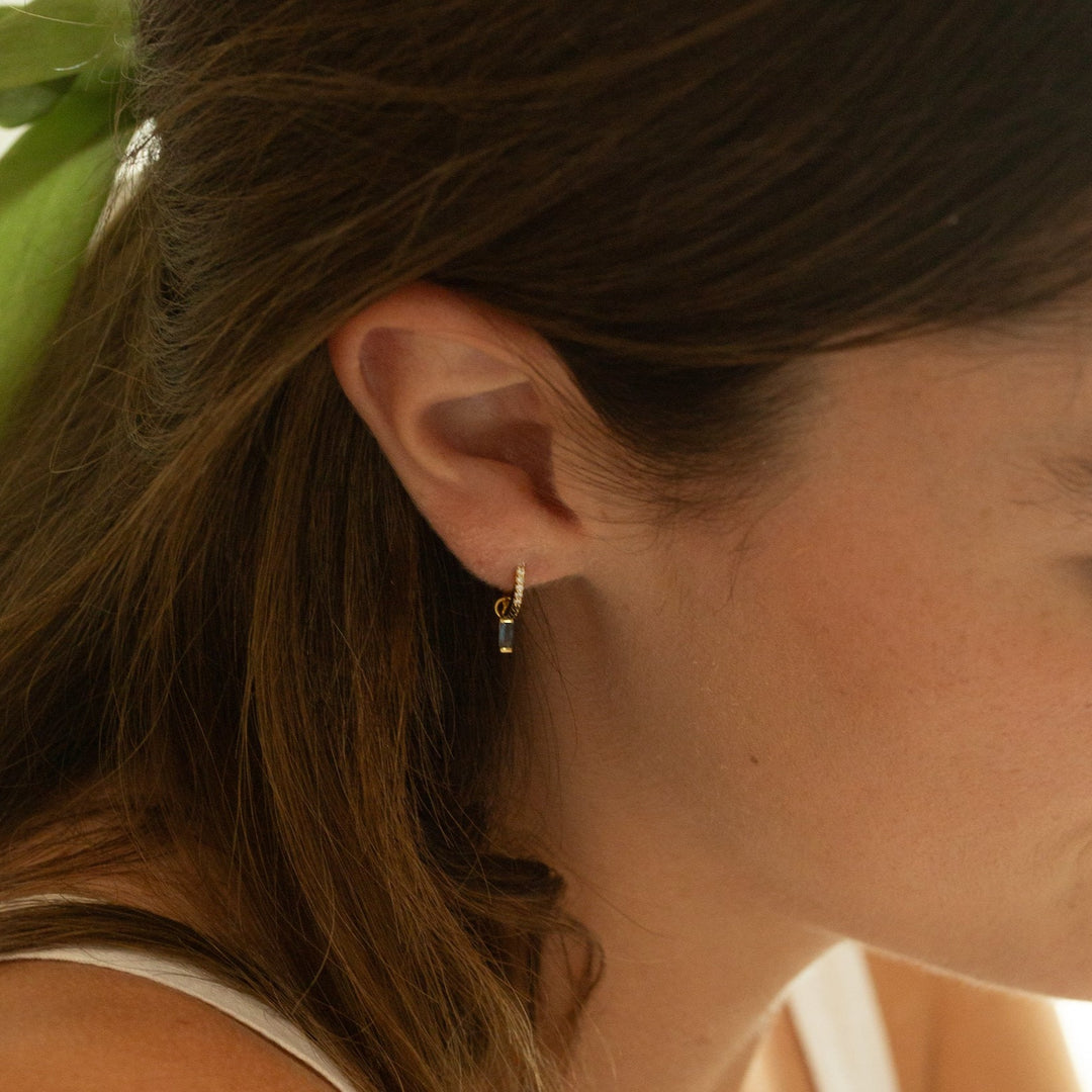 Misty Baguette Stone Gold Earring Charm-Quill Fine Jewelry