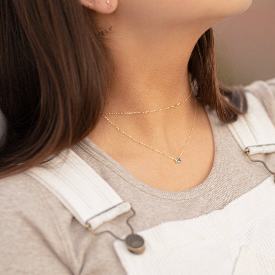 Misty Grey CZ Layered Chain Necklace- Quill Fine Jewelry