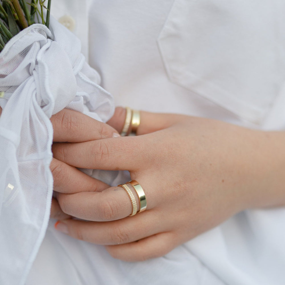 Naomi CZ Double Band Gold Ring- Quill Fine Jewelry