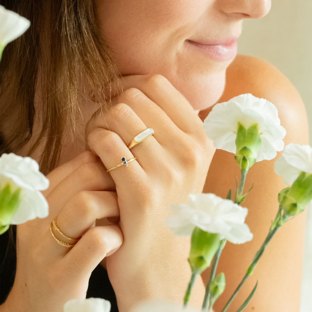 Niru CZ Gold Sapphire Ring- Quill Fine Jewelry