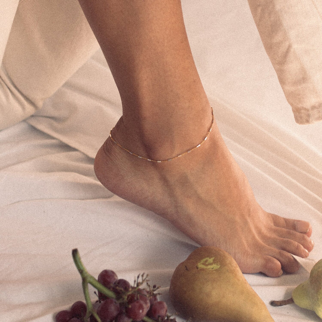 Noe Gold Bar Chain Anklet- Quill Fine Jewelry