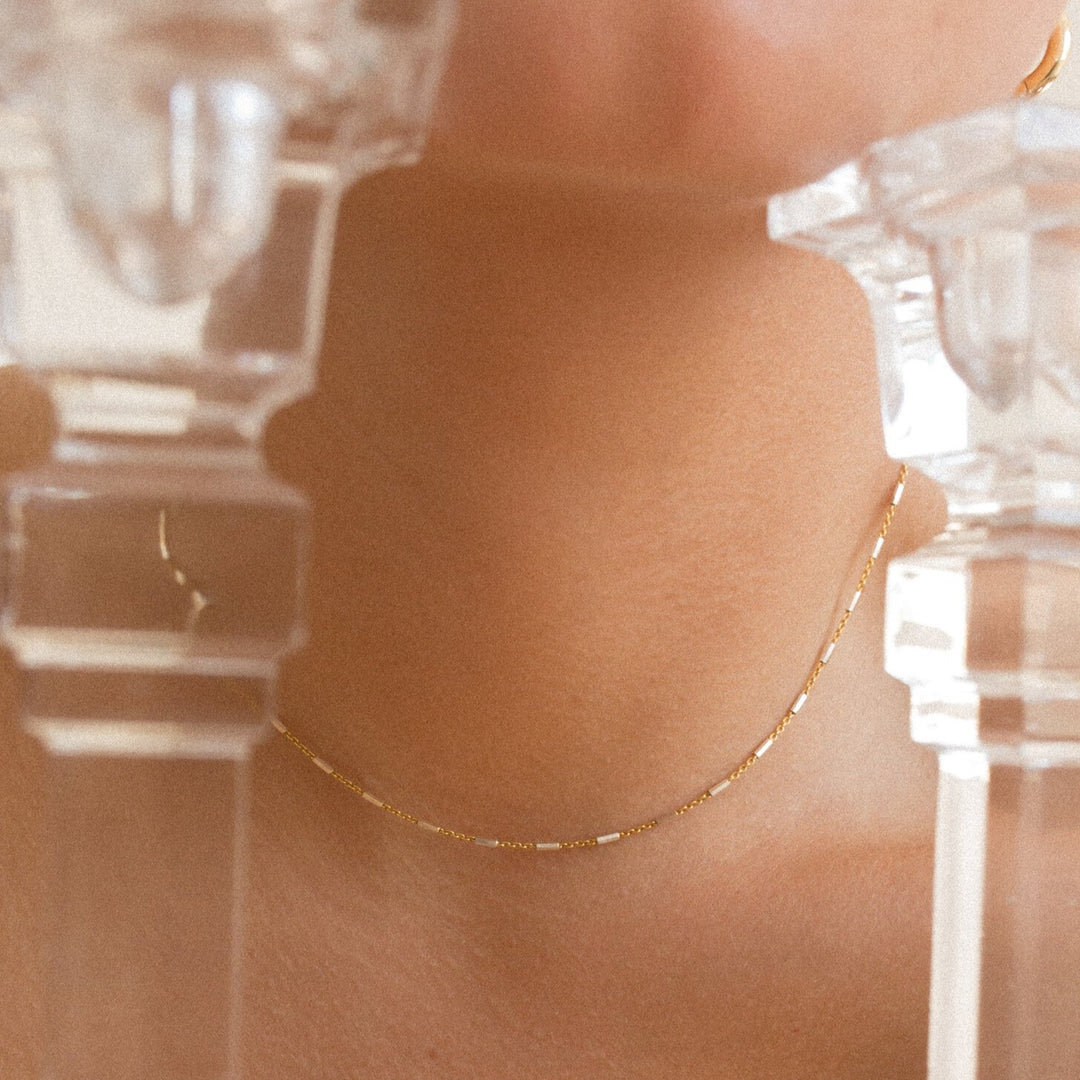 -Noe Gold Bar Chain Choker- Quill Fine Jewelry