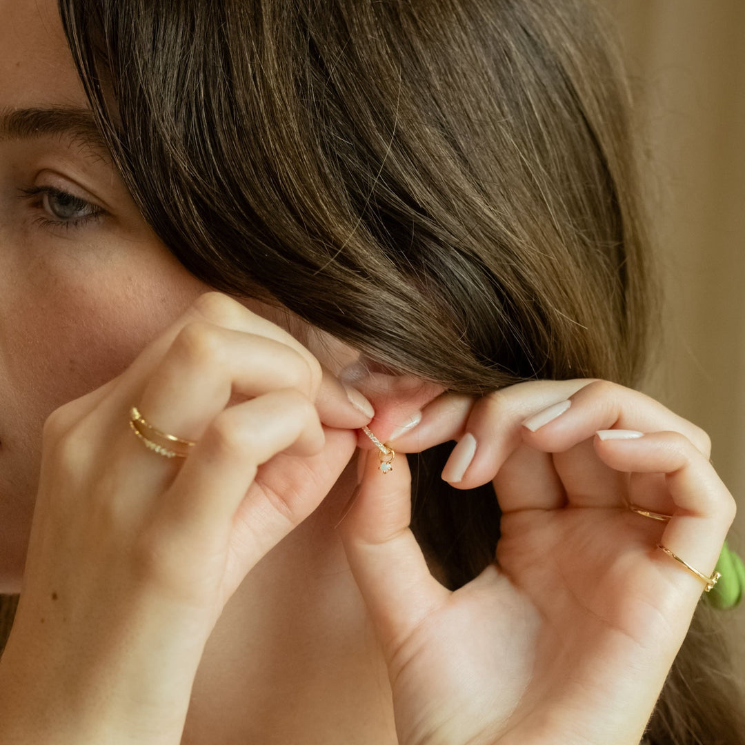 Opal Gold Earring Charm- Quill Fine Jewelry