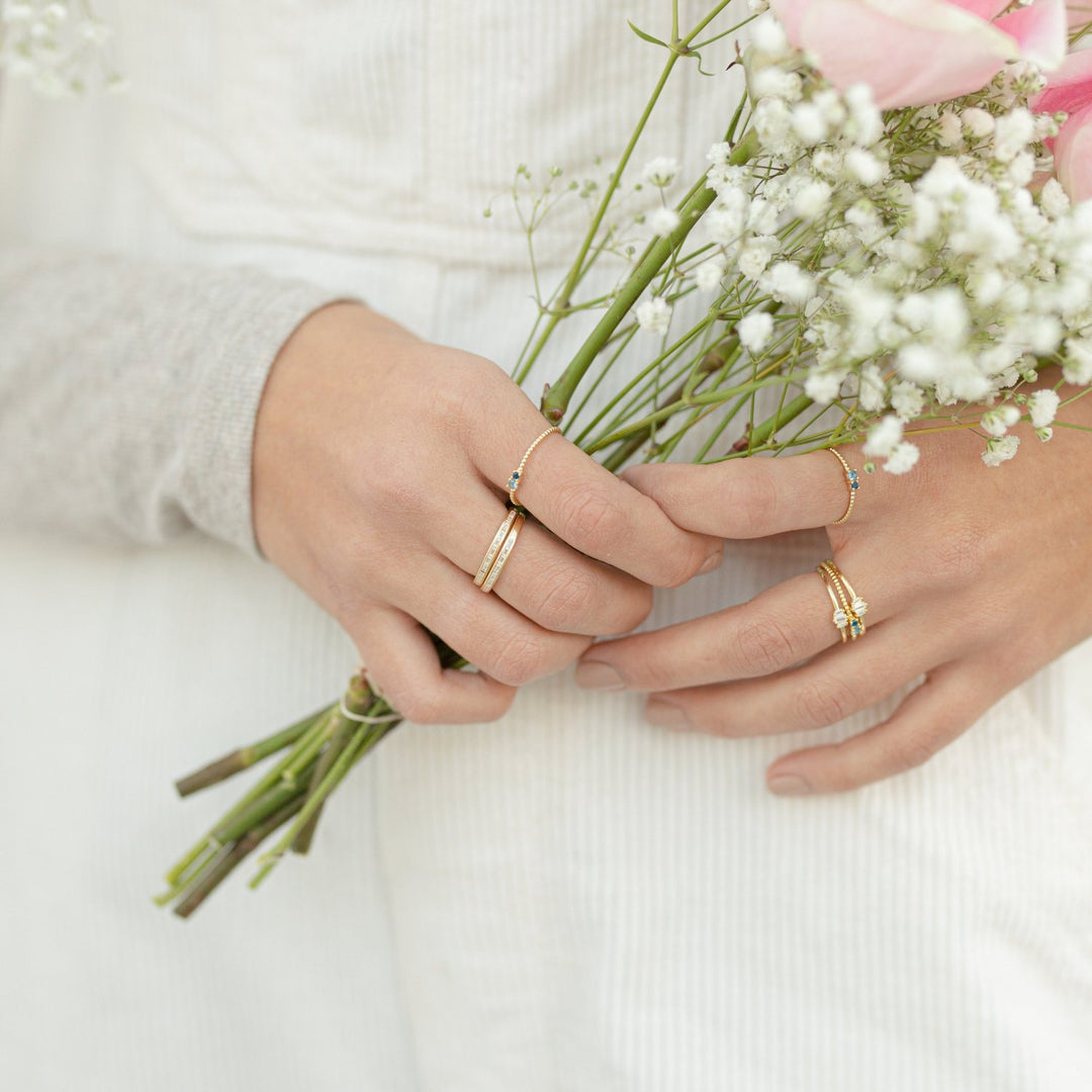 Phoebe Baguette CZ Gemstone Gold Band Ring- Quill Fine Jewelry
