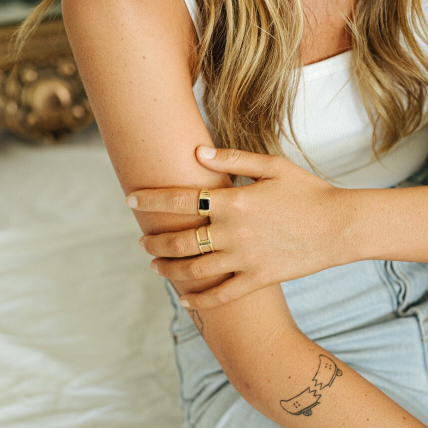 Black Enamel Signet Ring- Quill Fine Jewelry