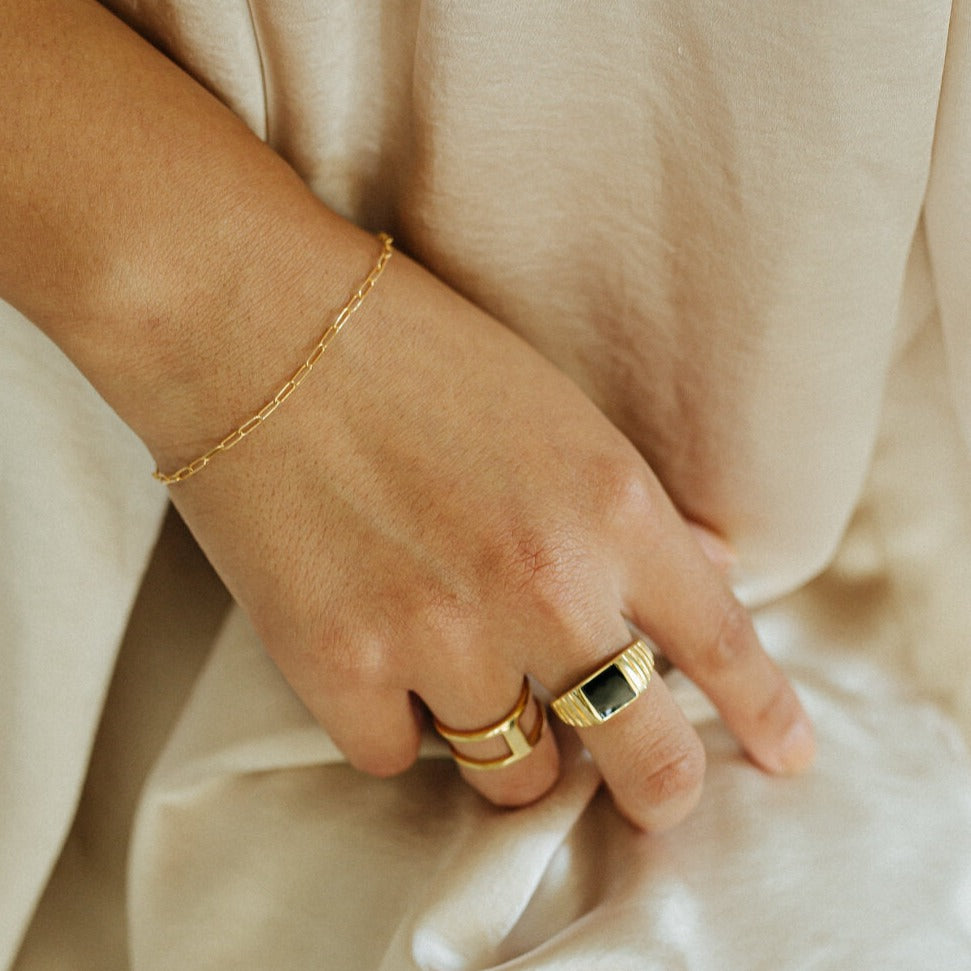 Square Link Gold Chain Bracelet- Quill Fine Jewelry