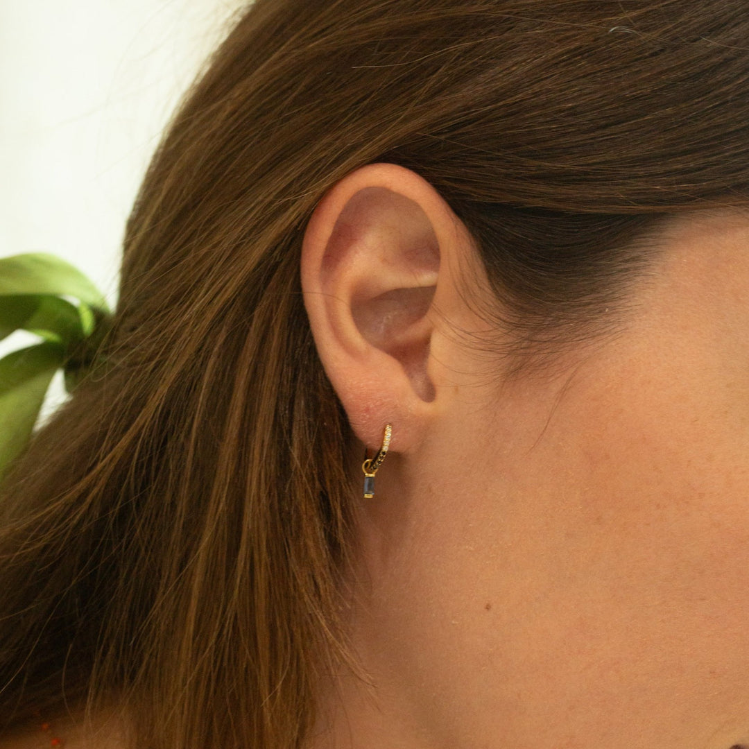 Kai Black and White CZ Pave Gold Huggie Earrings- Quill Fine Jewelry