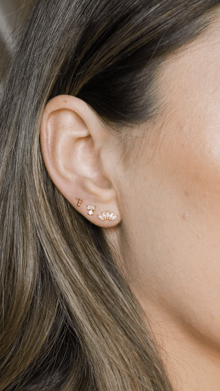 Arc CZ Gold Stud Earrings- Quill Fine Jewelry