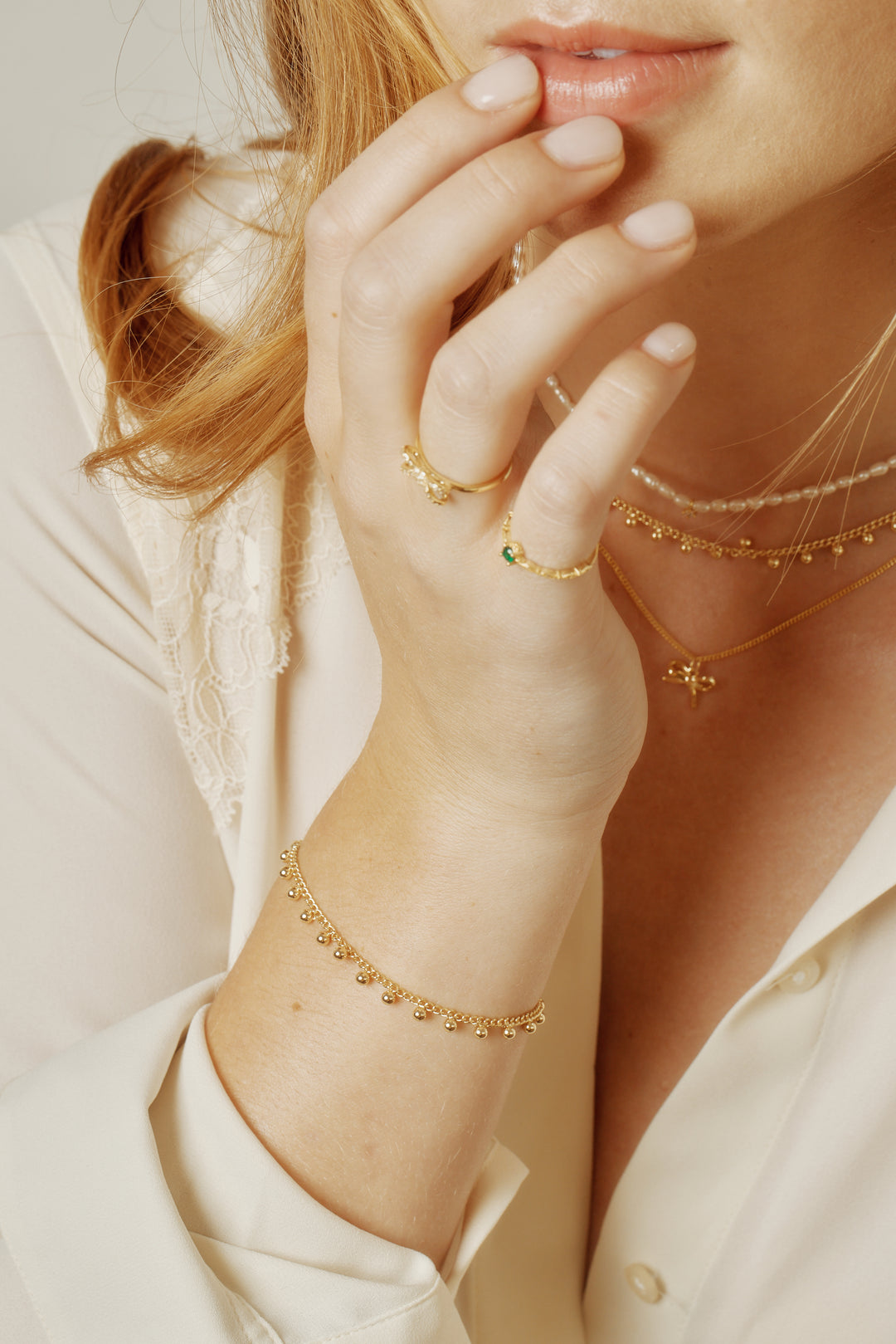 Zuri 14k Gold Filled Lace Dainty Beaed Bracelet