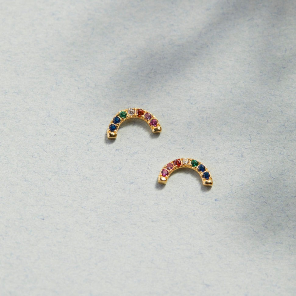 Rainbow 14k Gold Vermeil Stud Earrings- Quill Fine Jewelry