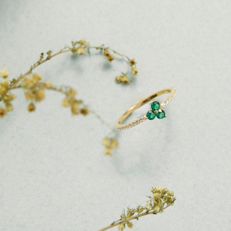 Triple Leaf Clover Emerald Ring- Quill Fine Jewelry