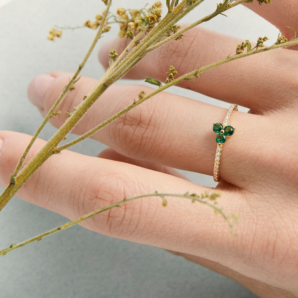 Triple Leaf Clover Emerald Ring- Quill Fine Jewelry
