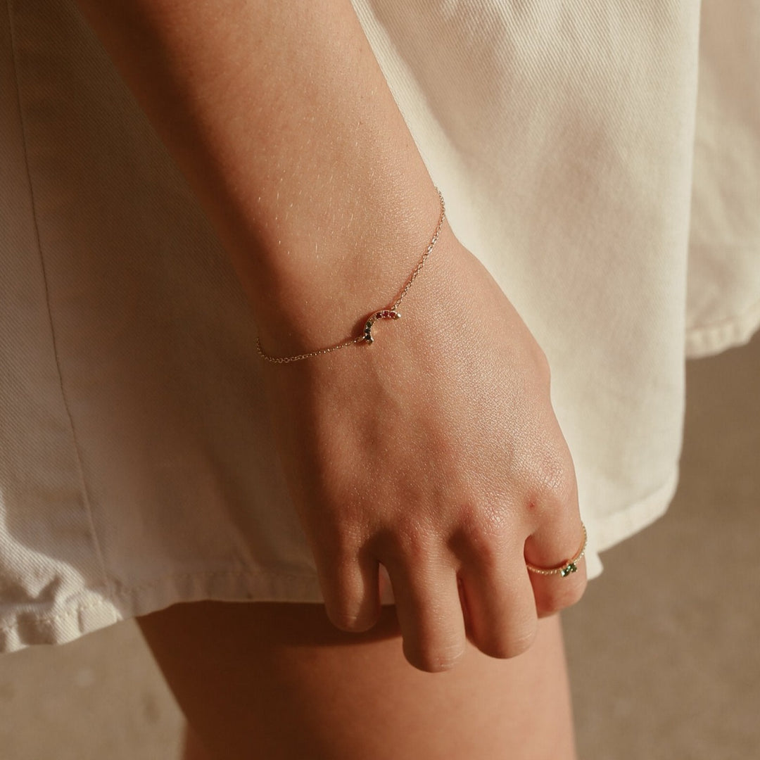 Tiny Rainbow 14k Gold Vermeil Bracelet- Quill Fine Jewelry