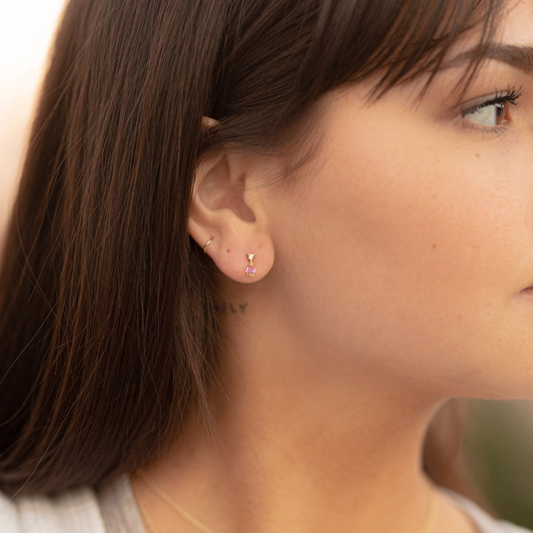 Rosa Tiny Gemstone Drop Earrings- Quill Fine Jewelry