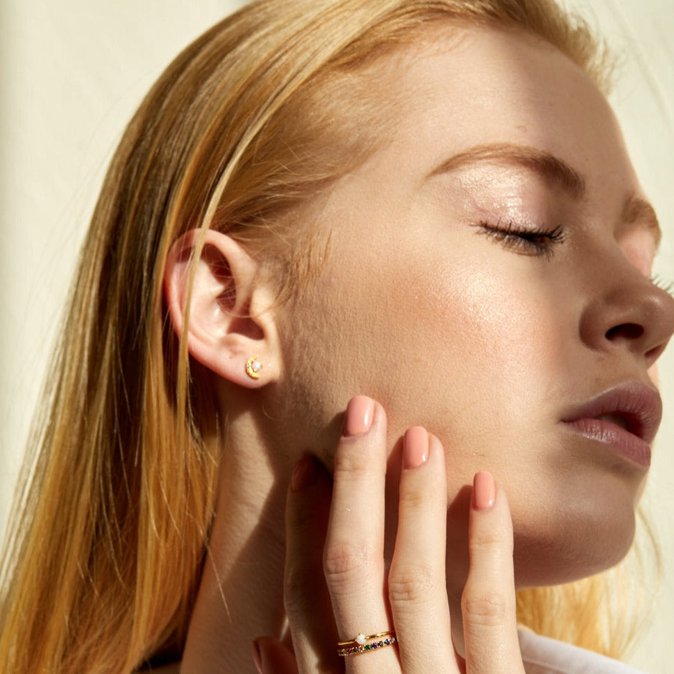 Moon Opal Stud Earrings- Quill Fine Jewelry