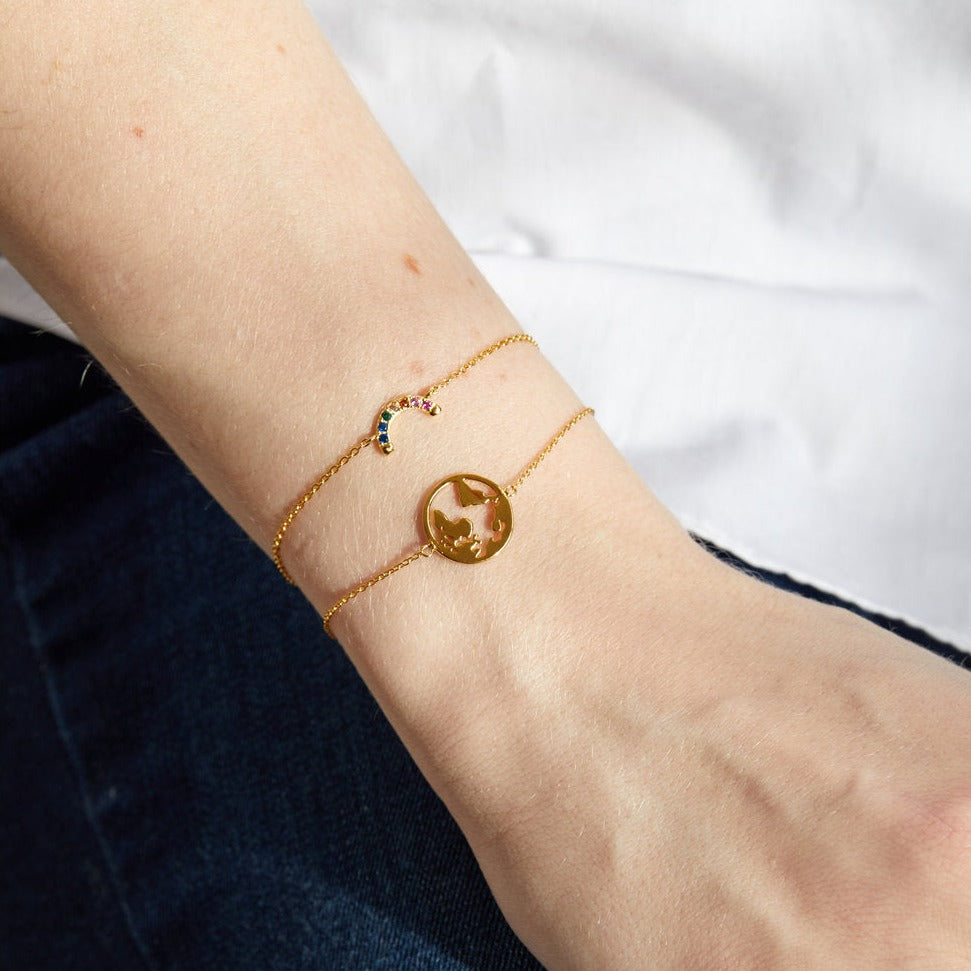 Tiny Rainbow 14k Gold Vermeil Bracelet- Quill Fine Jewelry