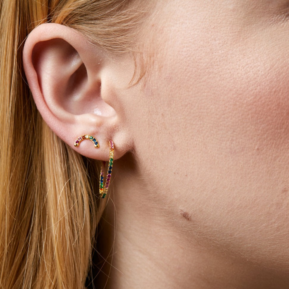 Rainbow 14k Gold Vermeil Stud Earrings- Quill Fine Jewelry