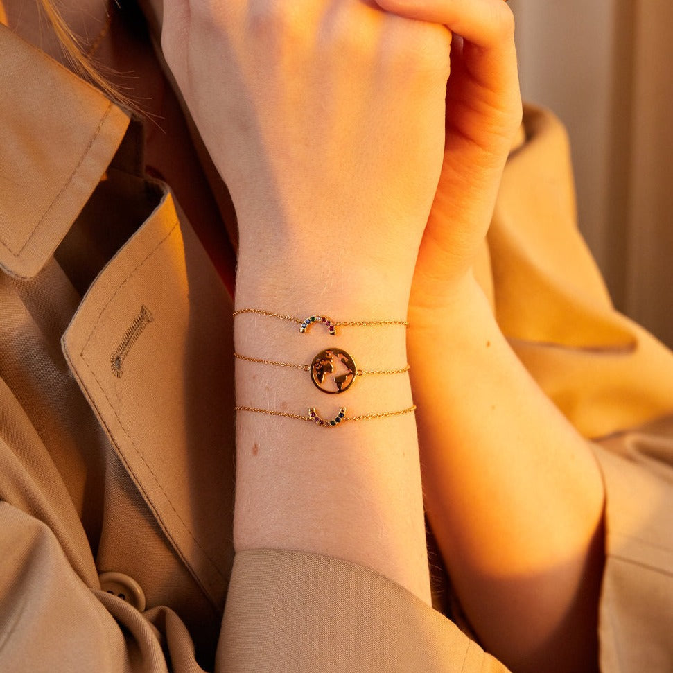 Tiny Rainbow 14k Gold Vermeil Bracelet- Quill Fine Jewelry