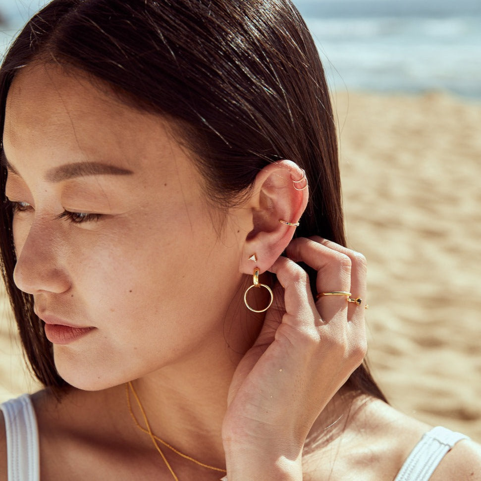 Triangle Solitaire Gold Stud Earrings- Quill Fine Jewelry