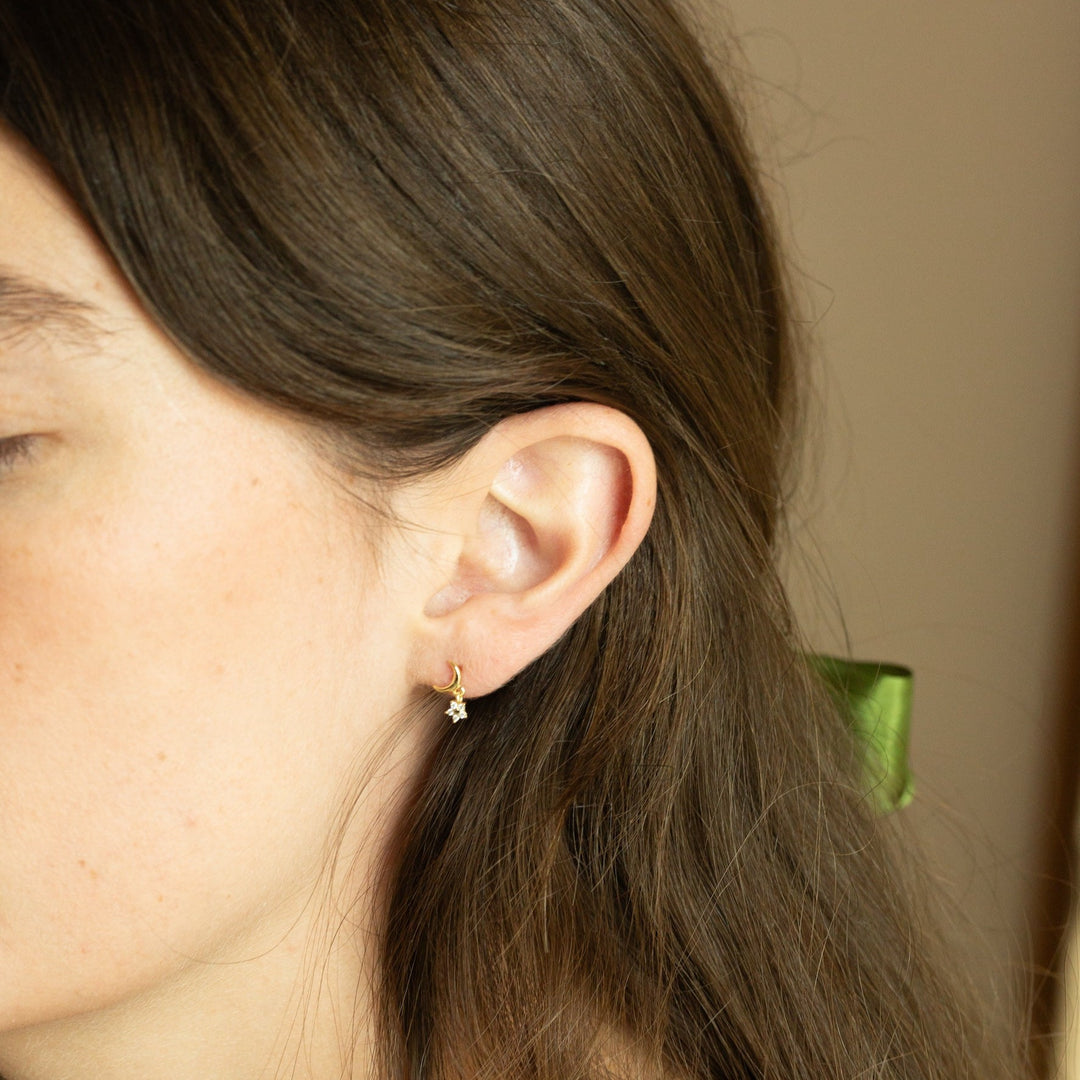 Stella Gold Moon and Star Dangle Earring Studs-Quill Fine Jewelry