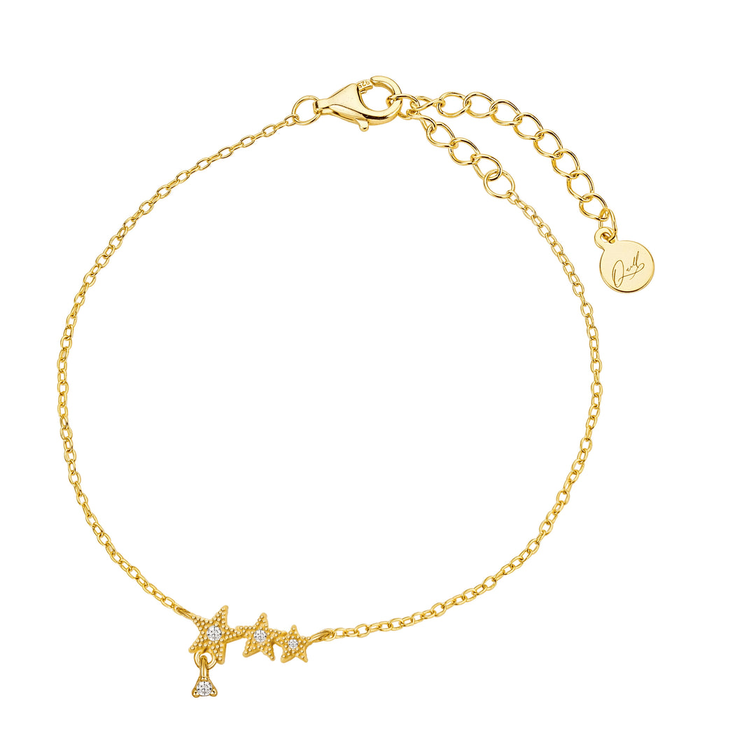 Stella Triple Stars Gold Charm Bracelet- Quill Fine Jewelry