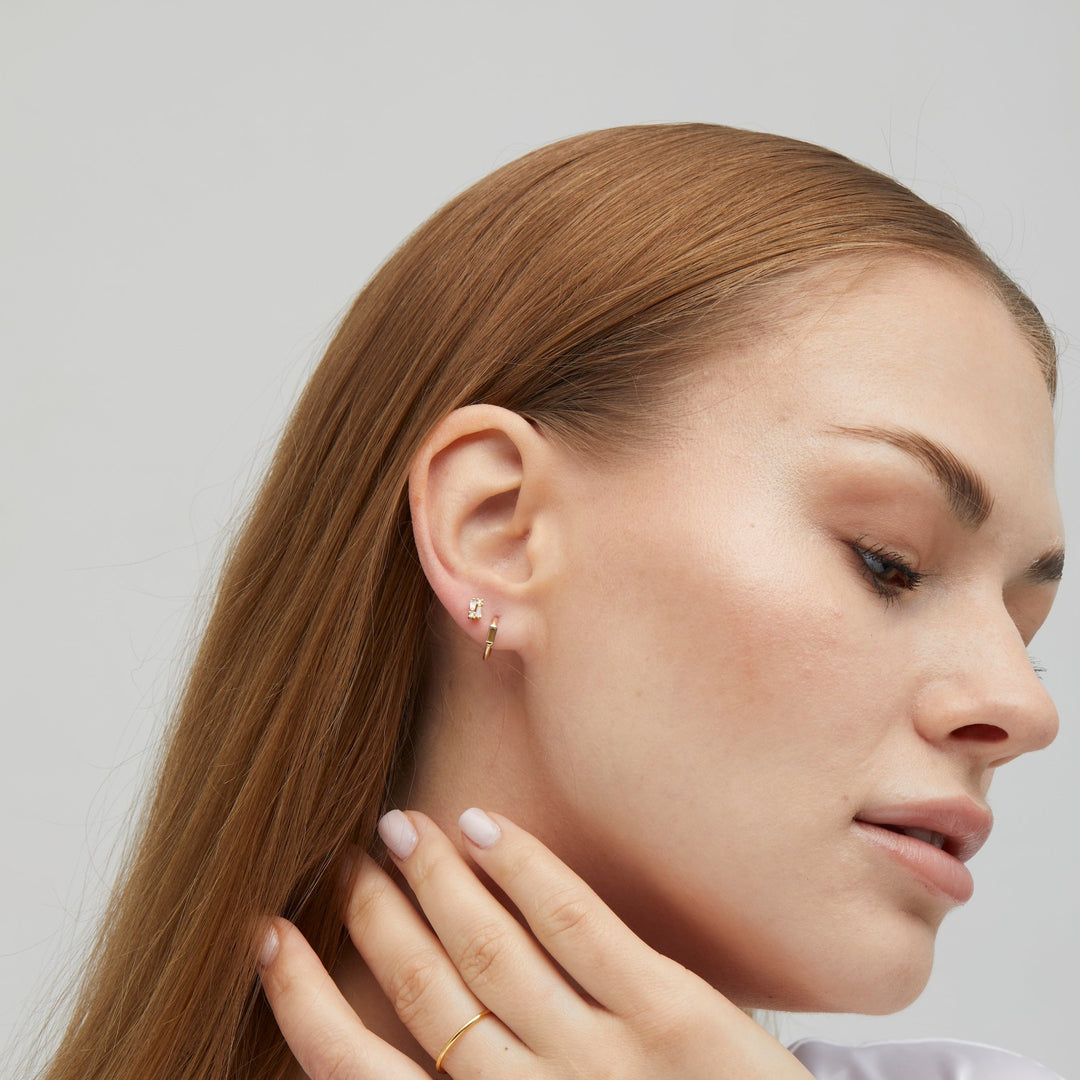 Vert Solid Gold Huggie Earrings- Quill Fine Jewelry