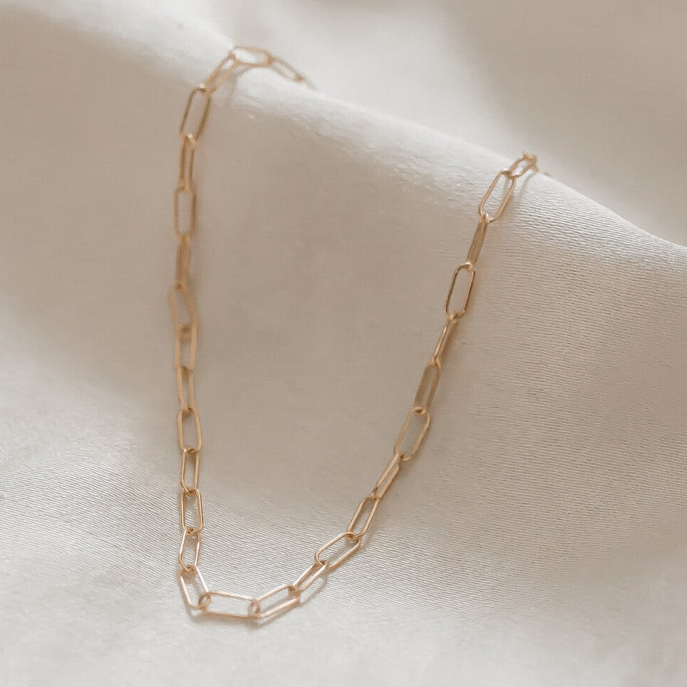 Square Link Gold Chain Choker Necklace- Quill Fine Jewelry
